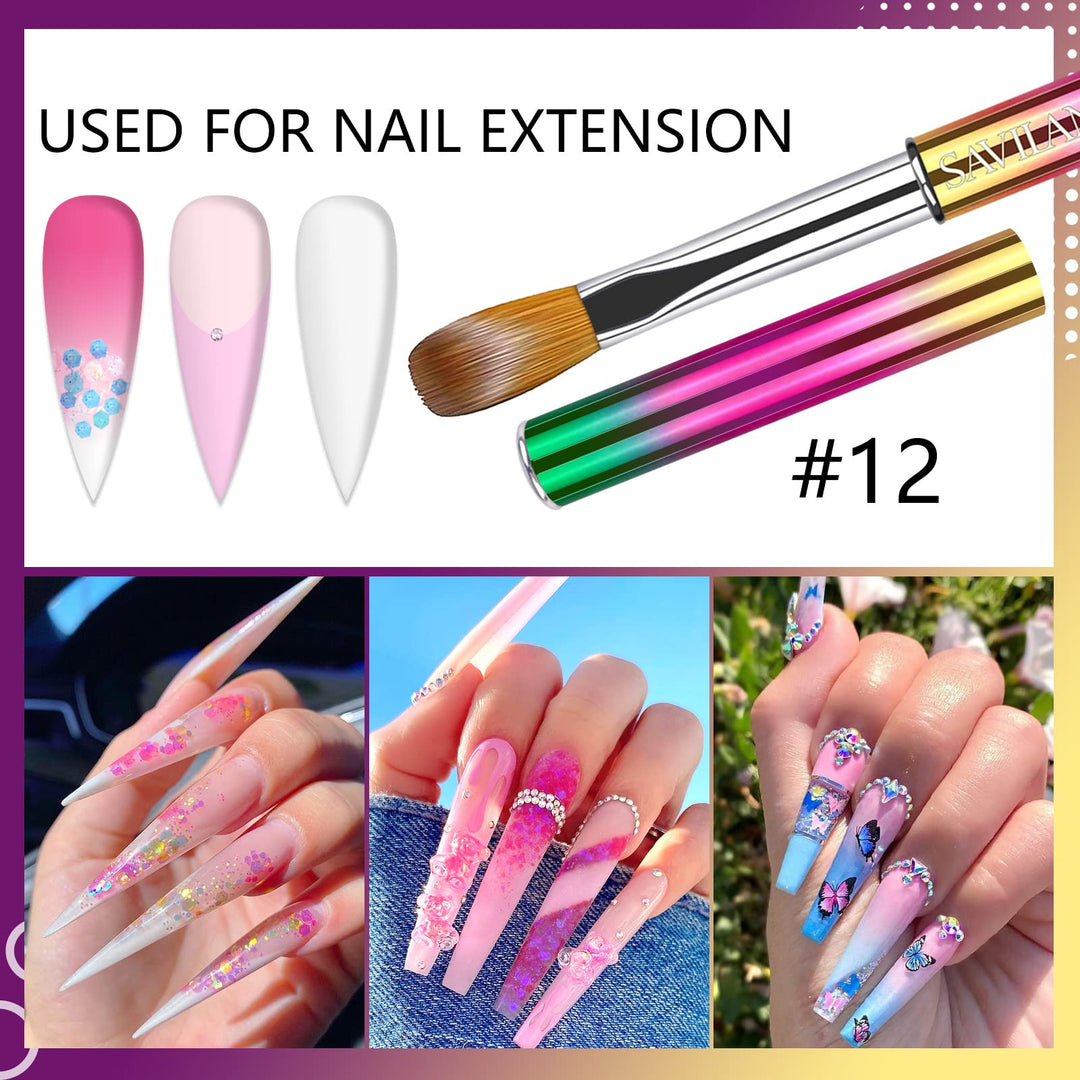 Acrylic Nail Brush Set - 2pcs Size8 &amp; Size12 Acrylic Brushes for Acrylic Powder, Used for Nail Extension, Nail Carving for Beginner and Professional