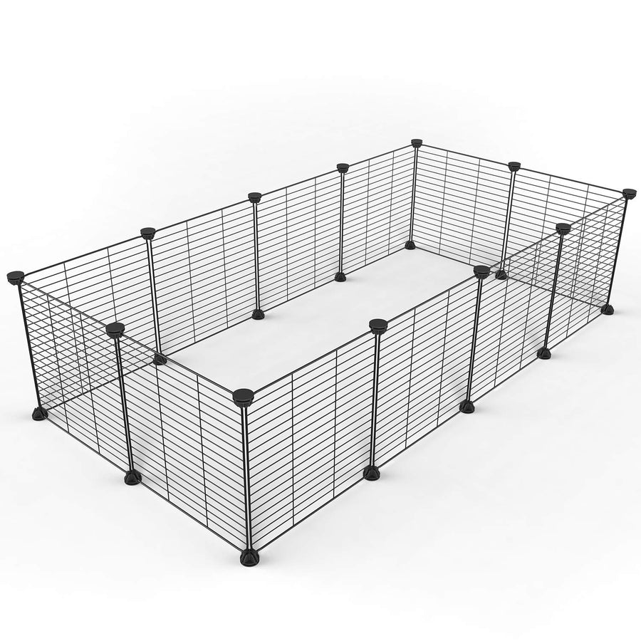 Pet Playpen, Dog Puppy Cat Pen, Small Animal Cage Indoor Portable Metal Wire Yard Fence for Small Animals, Guinea Pigs, Rabbits Kennel Crate Fence Tent Black 15 X 12 Inches (28 Panels)