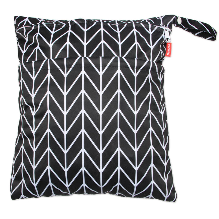 Damero Travel Wet and Dry Bag with Handle for Cloth Diaper, Pumping Parts, Clothes, Swimsuit and More, Easy to Grab and Go (Medium, Black Arrows)