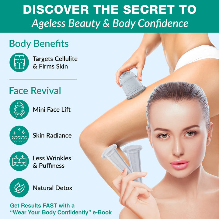 Bliss Face and Body Cupping Therapy Set – Includes Facial Cups for Cupping and Anti-Cellulite Cups - Release Fascia, Lymphatic Drainage, Natural Pain Relief