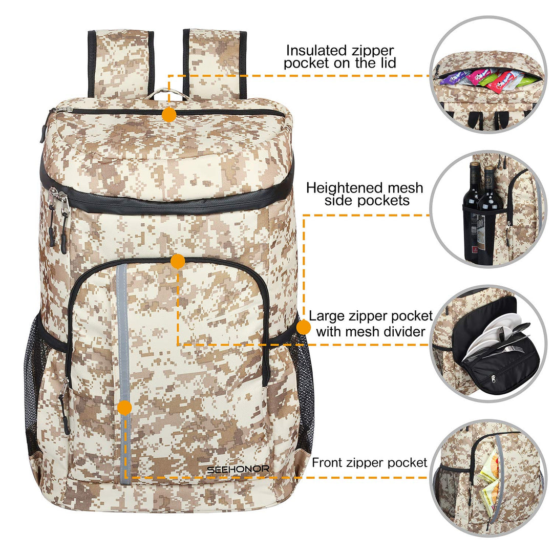Insulated Cooler Backpack Leakproof Soft Cooler Bag Lightweight Backpack with Cooler for Lunch Picnic Hiking Camping Beach Park Day Trips 45 Cans