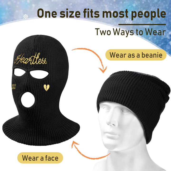 3-hole Knitted Full Face Cover Ski Mask 2 Pcs Balaclava
