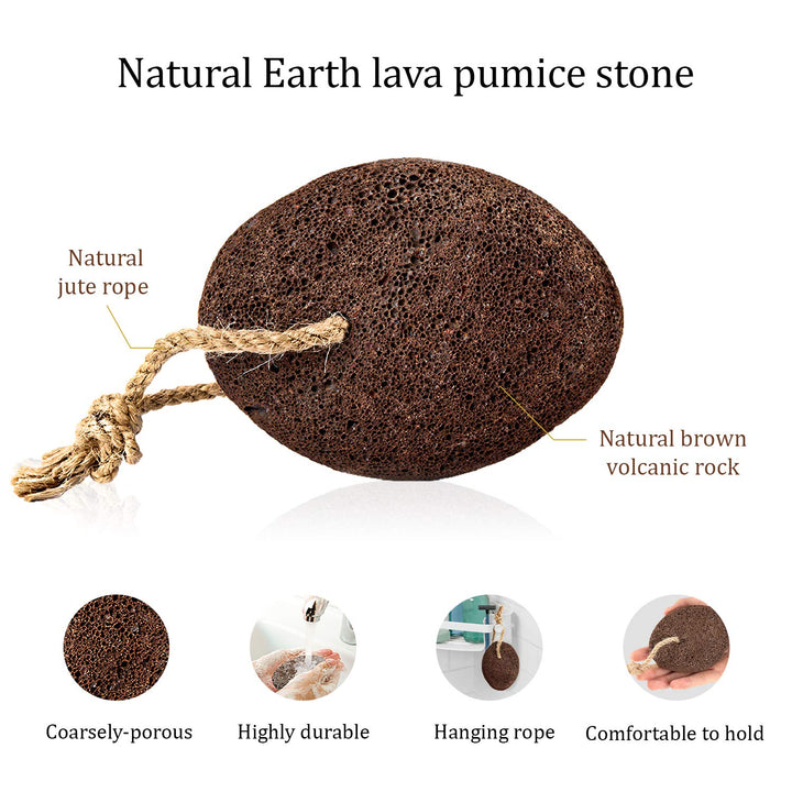 Pumice Stone for Feet - Natural Lava Foot Stone with New Eco-Friendly Holder - Callus Warts Corn Removal - Pedicure Exfoliator for Dry Dead Skin | Heels | Elbows | Hands - Healthy Foot Care Scrubber