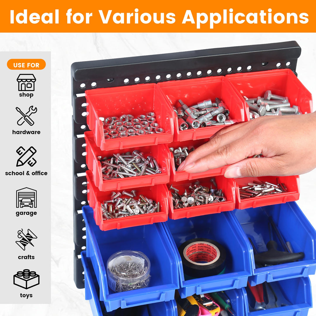 MaxWorks 80694 30-Bin Wall Mount Parts Rack/Storage for your Nuts, Bolts, Screws, Nails, Beads, Buttons, Other Small Parts