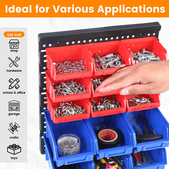MaxWorks 80694 30-Bin Wall Mount Parts Rack/Storage for your Nuts, Bolts, Screws, Nails, Beads, Buttons, Other Small Parts