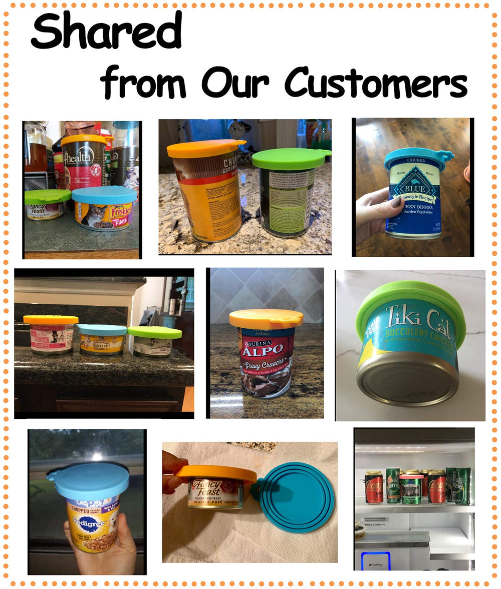 Pet Food Can Cover Silicone Can Lids for Dog and Cat Food(Universal Size,One fit 3 Standard Size Food Cans),Blue and Green