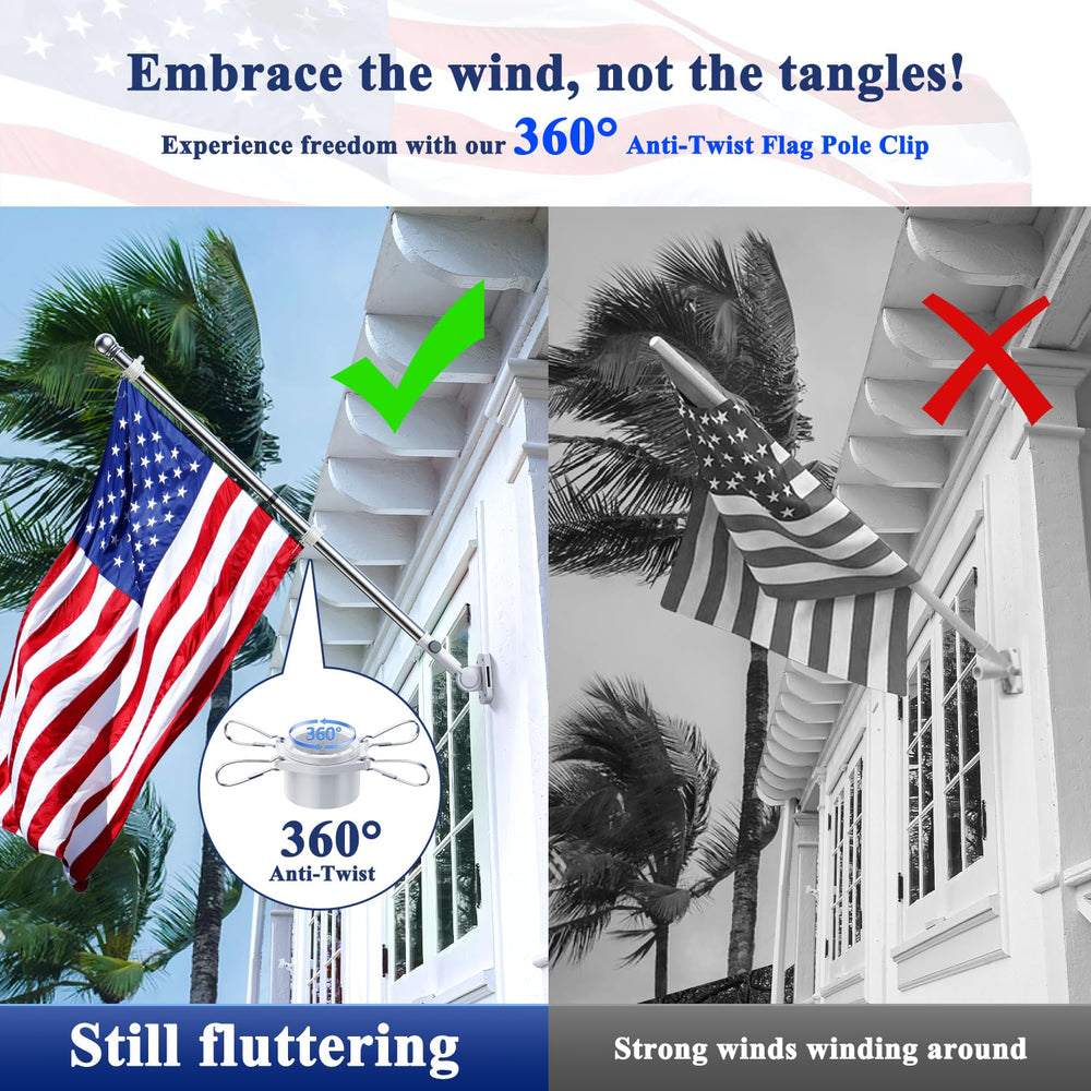 Flag Pole for Kit, Tangle Free Spinning Stainless Steel Rustproof Flagpole for 3x5 Sports Fan Outdoor Flags for Outside House (Silver, 6FT, without Bracket)