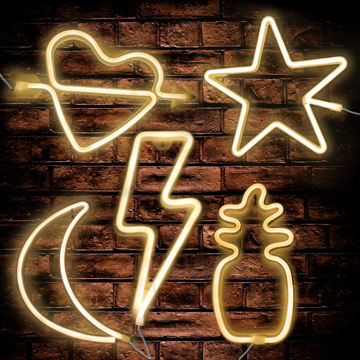 USB Charging/Battery LED Neon Decorative Lights,Neon Sign Shaped Decor Light, Wall Decor for Christmas,Birthday Party, Kids Room, Living Room, Wedding Party Decor (Lightning)