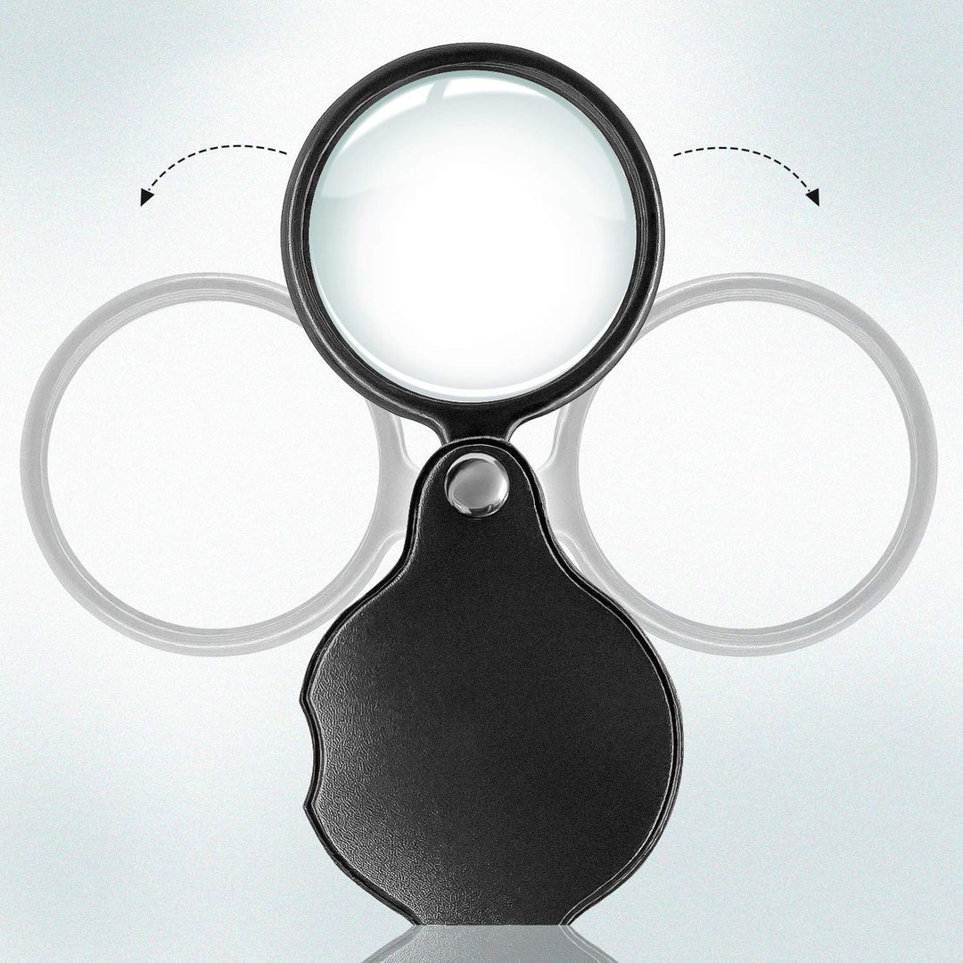Wapodeai 2PCS Mini Magnifying Glass 10X Folding Pocket 