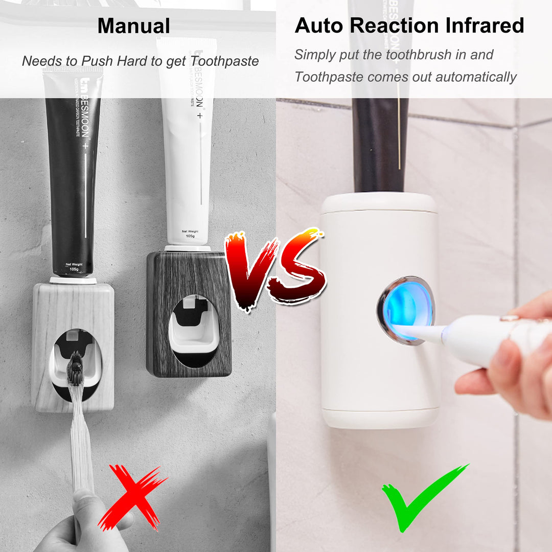 Toothpaste Dispenser, BUILDEC Automatic Electric Toothpaste Squeezer with Sensor Wall-Mounted for Washroom Bathroom(White)