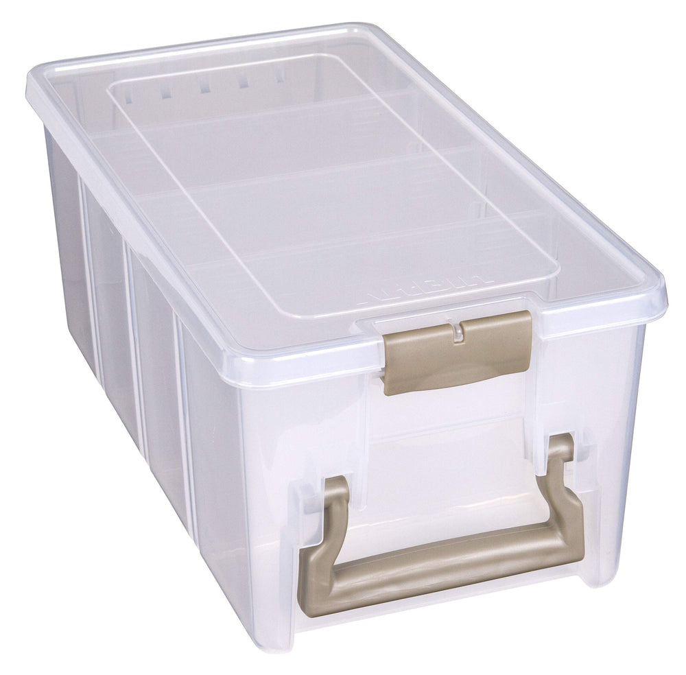 Semi Satchel Portable Craft Organizer with 3 Dividers - Clear Plastic Storage Case for Art & Craft Supplies