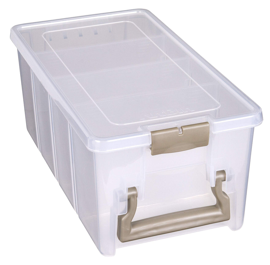 Semi Satchel Portable Craft Organizer with 3 Dividers - Clear Plastic Storage Case for Art &amp; Craft Supplies
