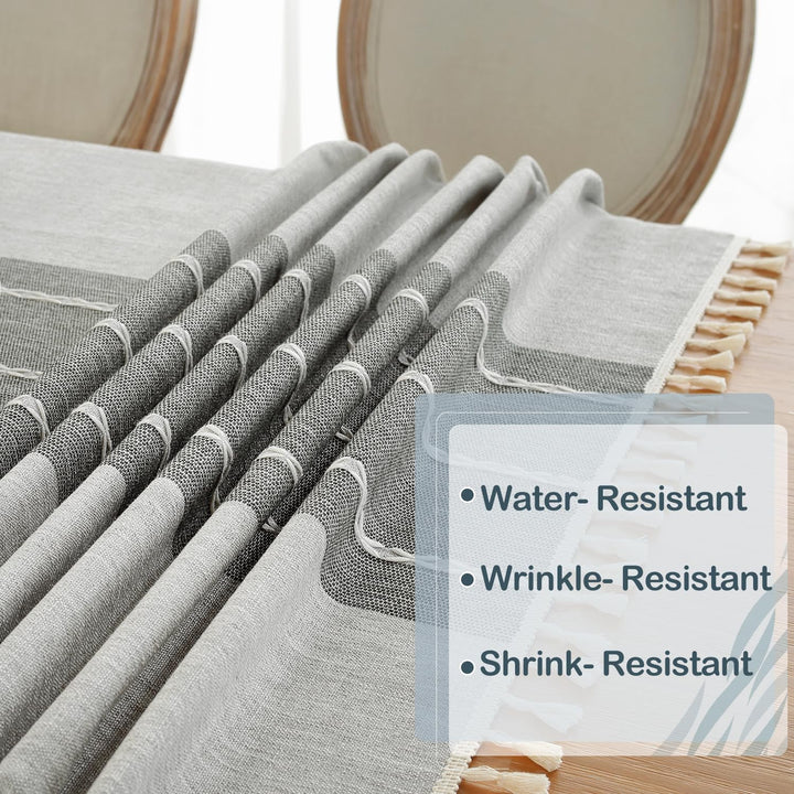 Laolitou Rustic Tablecloth Cotton Linen Waterproof Tabl