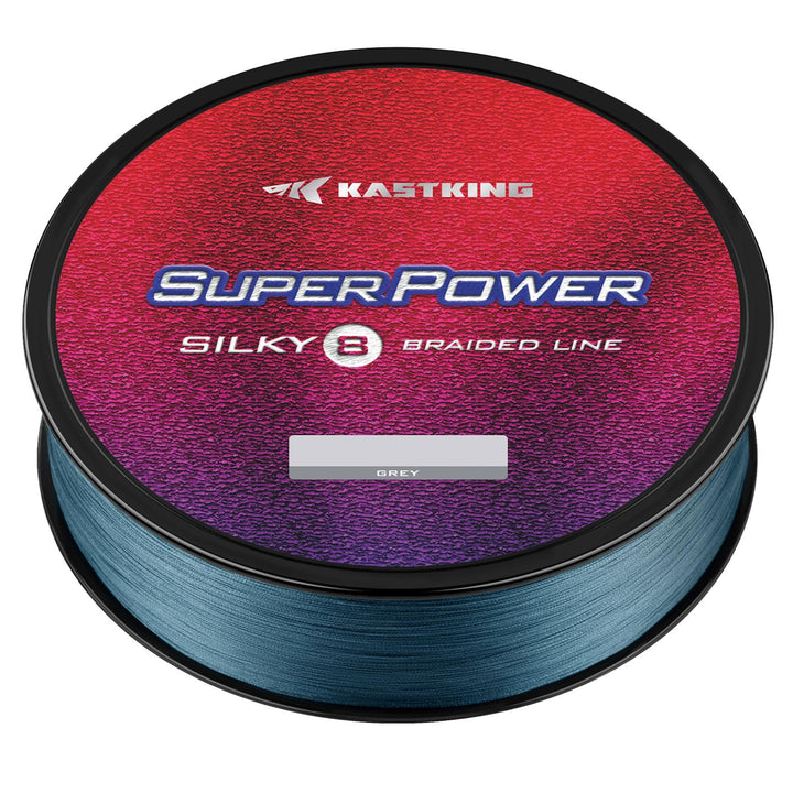 KastKing Superpower Silky8 Braided Fishing Line, Gray, 8 Strand, 15LB, 150Yds