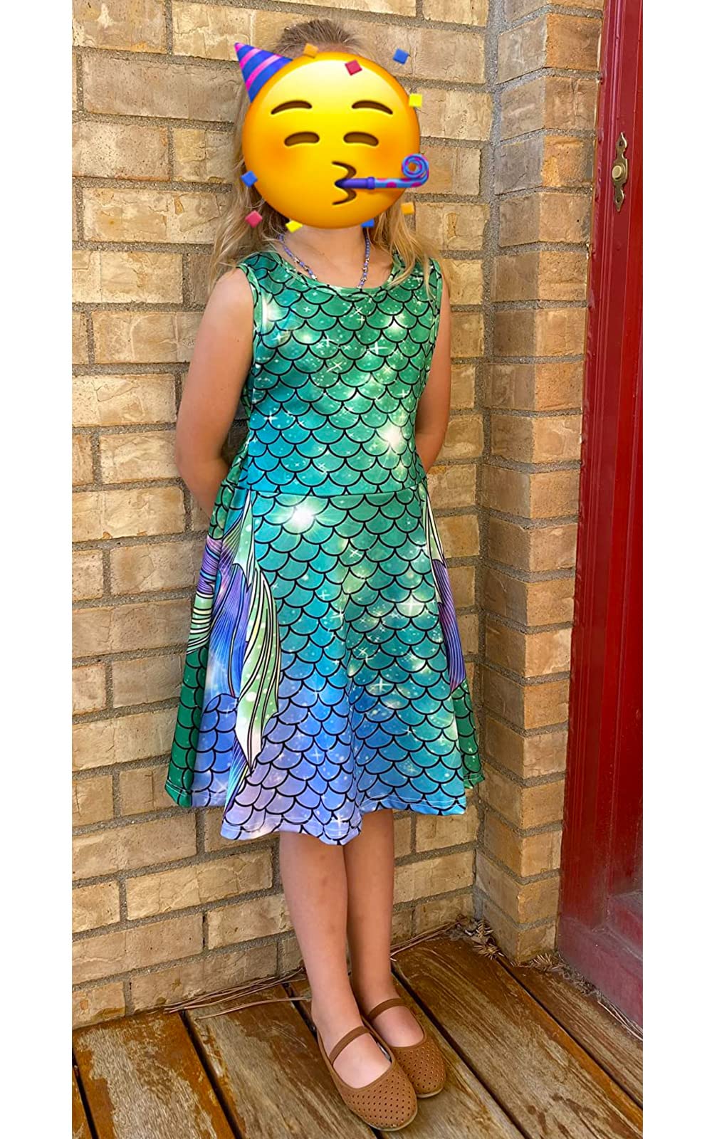 Funnycokid Girls Mermaid Dress Summer Sundress Kids Bir