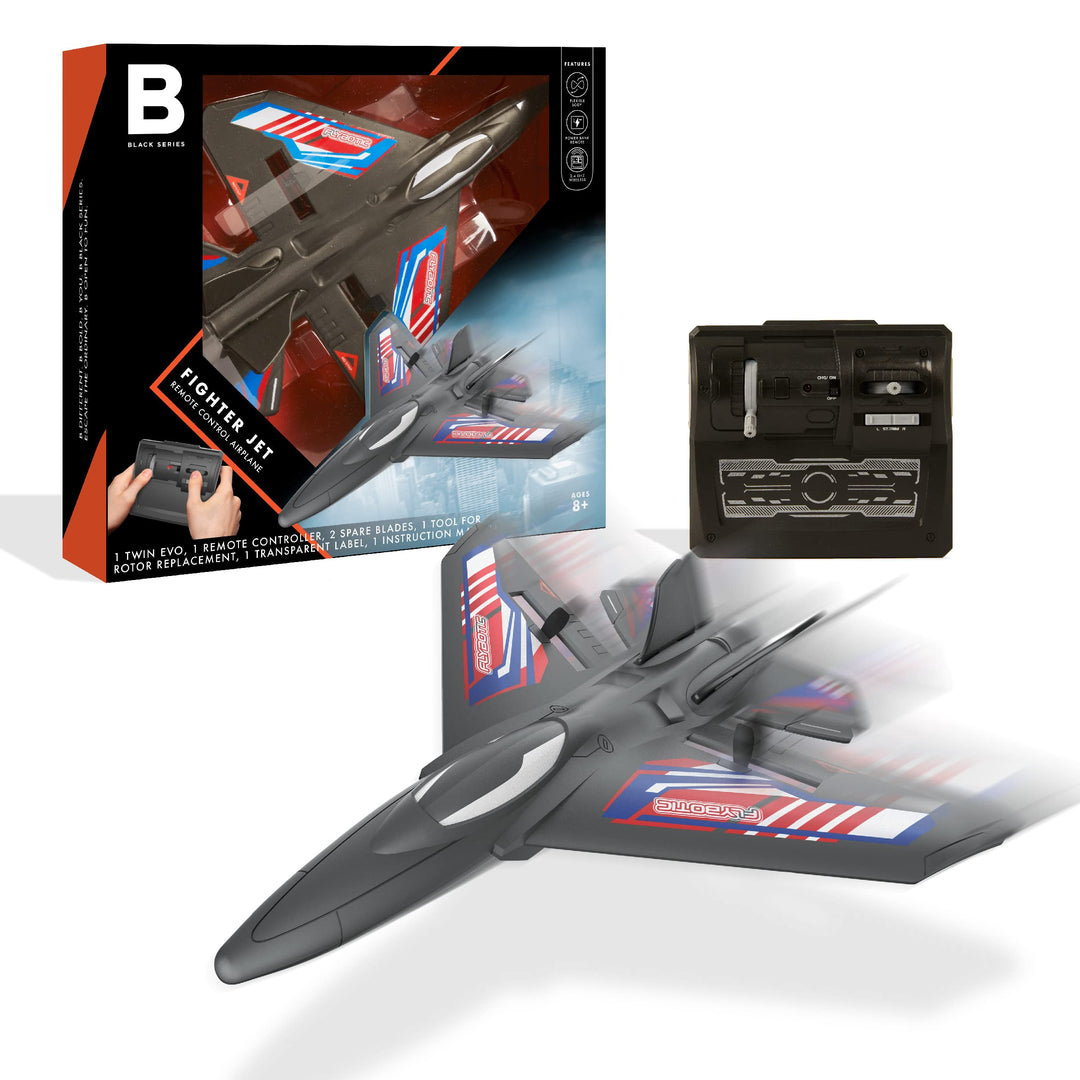 RC Fighter Jet Remote Controlled Airplane, 2.4 GHz Control with Built-in Charger, Lightweight Flexible Impact Resistant Body, Includes Replacement Propellers and Tool, Ages 8 and Up