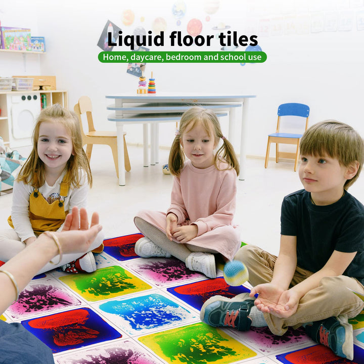 LONGKING 6 Sensory Tiles, 12 x 12 Sensory Floor Tiles, Liquid Floor Tiles, Lava Tiles