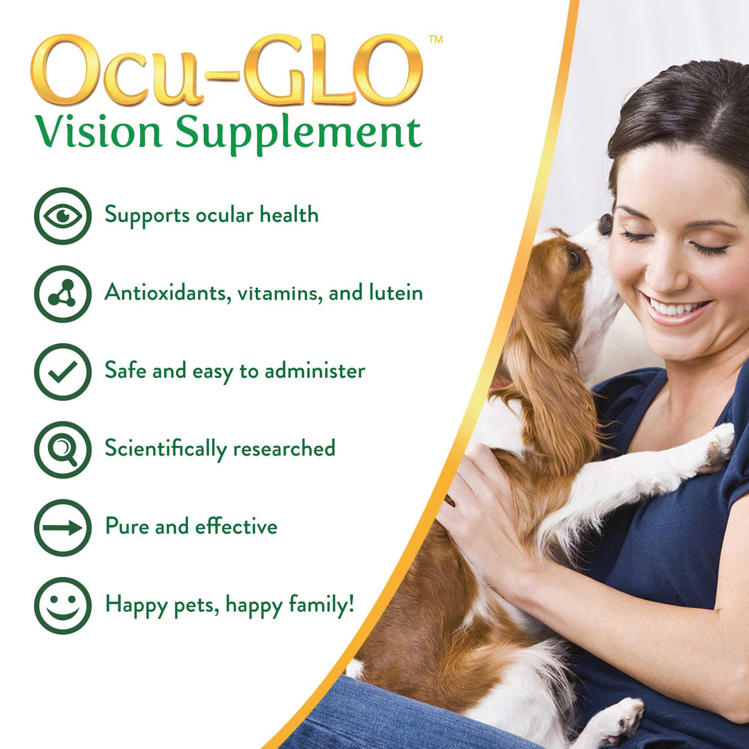 Cat &amp; Dog Senior Supplement for Eye Support - Chewable Vision Vitamins Supplements for Large and Small Pets Care with Lutein, Omega-3 Fatty Acids, Grape Seed Extract &amp; Antioxidants