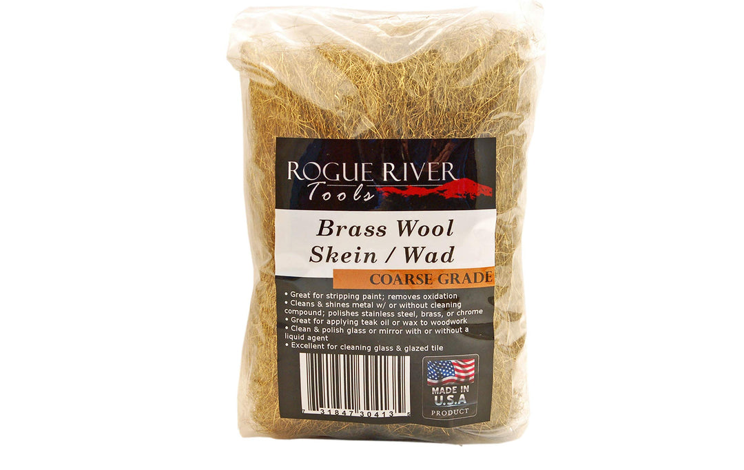 Brass Wool 3.5 Oz Skein/Pad/WAD -. (COARSE Grade) -Made in USA, Pure Brass