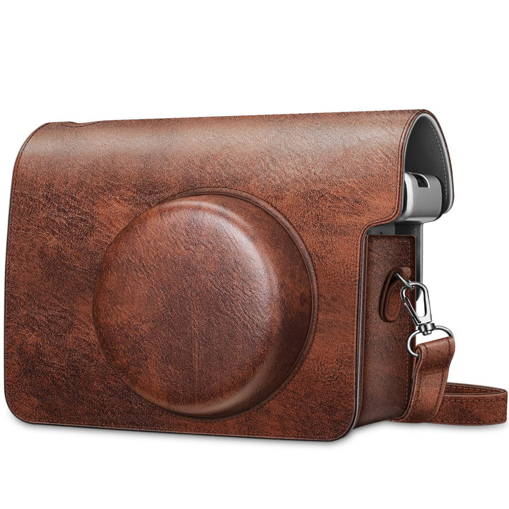 Protective Case for Fujifilm Instax Wide 300 Instant Film Camera - Premium Vegan Leather Bag Cover with Removable Strap, Vintage Brown