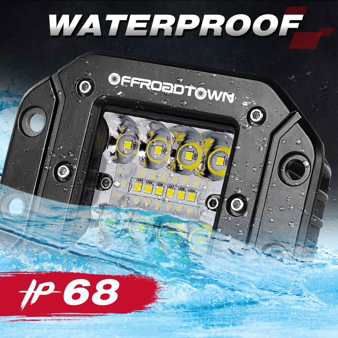 OFFROADTOWN Flush Mount LED Pods, 2pcs 5&#39;&#