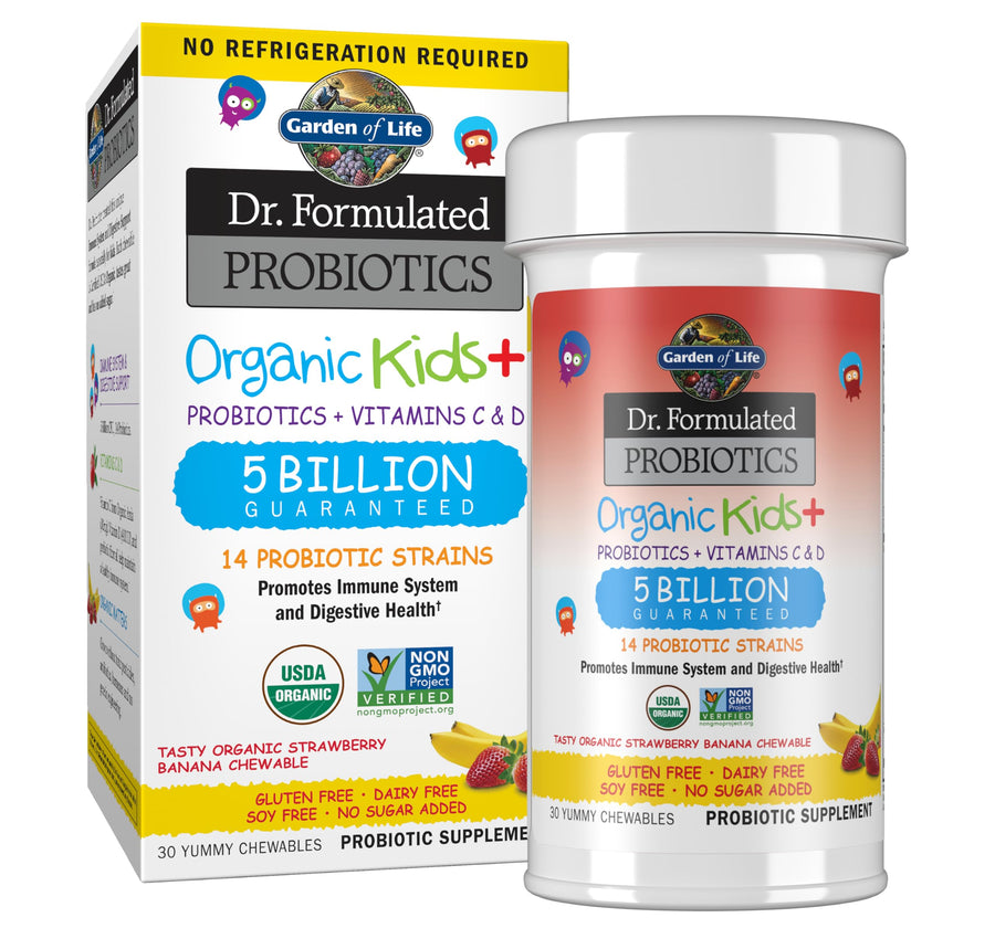 -Dr. Formulated Probiotics Organic Kids-Strawberry Banana-Acidophilus and Probiotic Promotes Immune System,Digestive Health-Gluten,Dairy,Soy-Free,No Sugar Added-Chewables (30 Count)