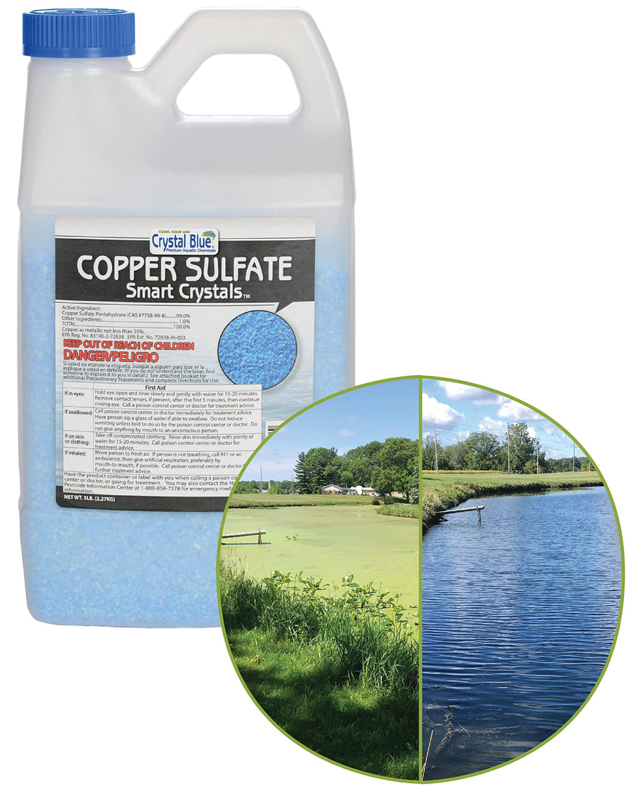 Copper Sulfate Algaecide - Granular Aquatic Grade Copper Sulfate for Pond Algae Control - 5 Pounds