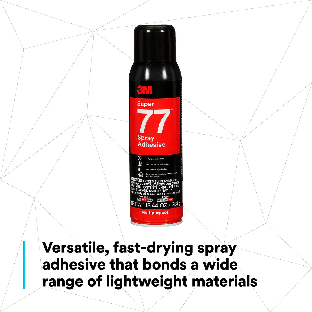 Super 77 Multipurpose Permanent Spray Adhesive Glue, Paper, Cardboard, Fabric, Plastic, Metal, Wood, Net Wt 13.44 oz