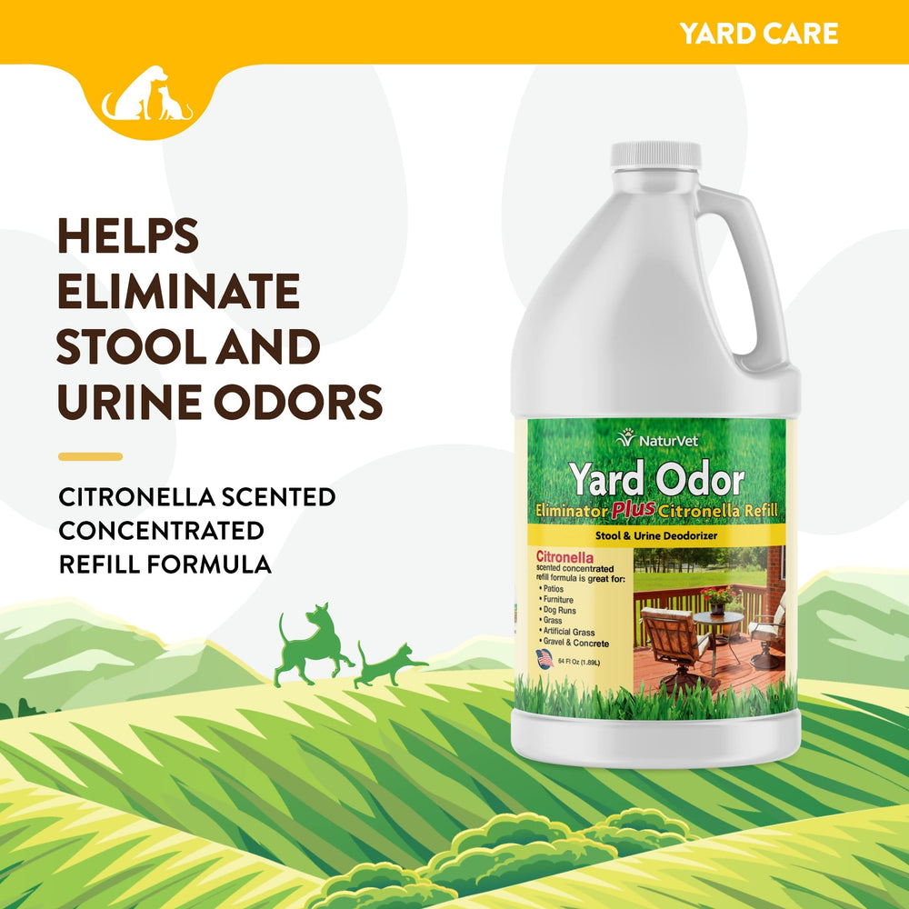– Yard Odor Eliminator Plus Citronella Spray – Eliminate Stool and Urine Odors from Lawn and Yard – Designed for Use on Grass, Patios, Gravel, Concrete & More – 64oz Refill (No Hose Nozzle)