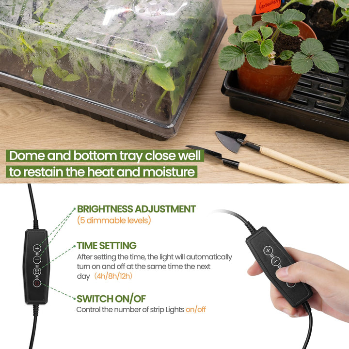 [Upgraded Light] Seed Starter Kit with Grow Light - Durable 60 Cell Seed Starting Tray, Humidity Dome for Seed Growing Germinating, Seedling Starting, Cutting Clone &amp; Plant Propagation Kit