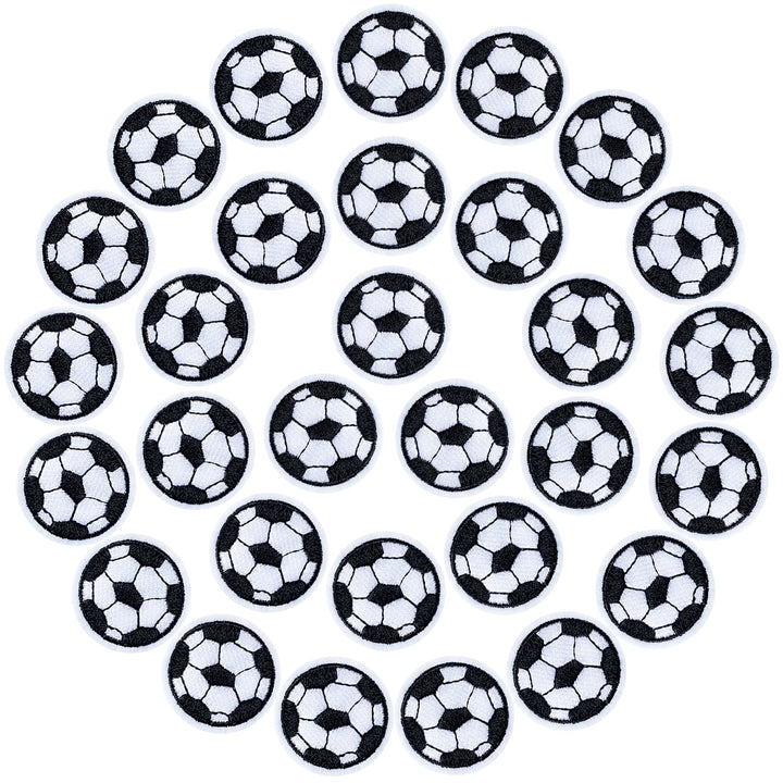 30Pcs Soccer Ball Embroidered Patches, Black White Ball Iron on Patches for Clothing Jackets Bags, DIY Soccer Ball Sport Embroidery Patches Sewing Craft Decoration