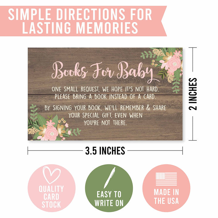 25 Oh Deer Books for Baby Request Insert Card for Girl Gold Baby Shower Invitations or invites, Buck Hunting Woodland Cute Bring A Book Instead of A Card Theme for Gender Party Story Games