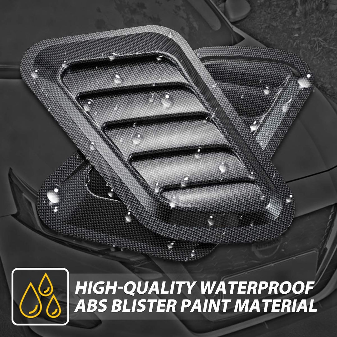 1 Pair Universal Car ABS Decorative Air Flow Intake Scoop Turbo Bonnet Vent Cover Hood (Carbon Fiber)