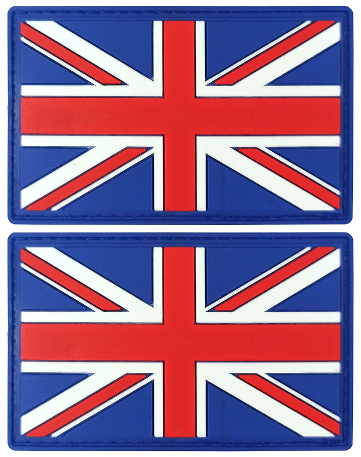 United Kingdom UK British Flag Patch Union Jack Tactical Patch - PVC Rubber Hook and Loop Fastener Patch, 2 Pack