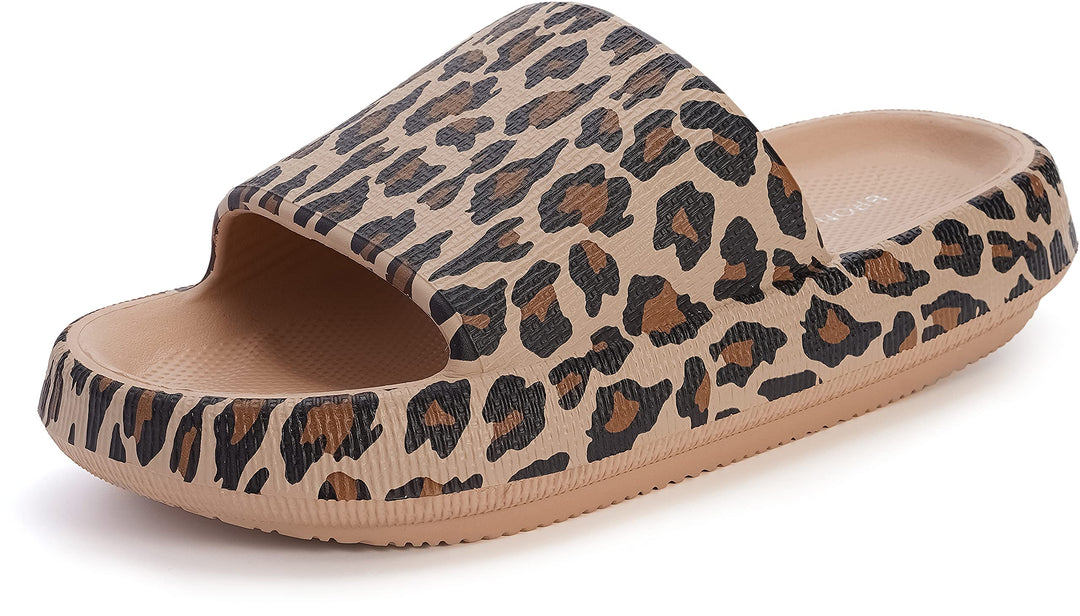 Slides for Women | Pillow Slippers Bathroom Sandals | Extremely Comfy | Cushioned Thick Sole 37-38 Leopard