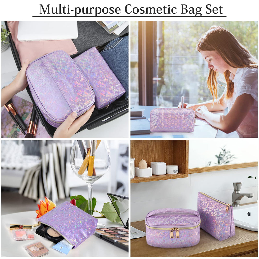 Lubardy Makeup Bag Leather Cosmetic Bag Waterproof Make