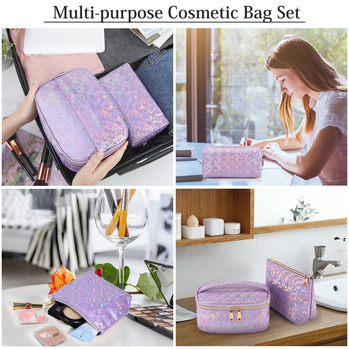 Lubardy Makeup Bag Leather Cosmetic Bag Waterproof Make