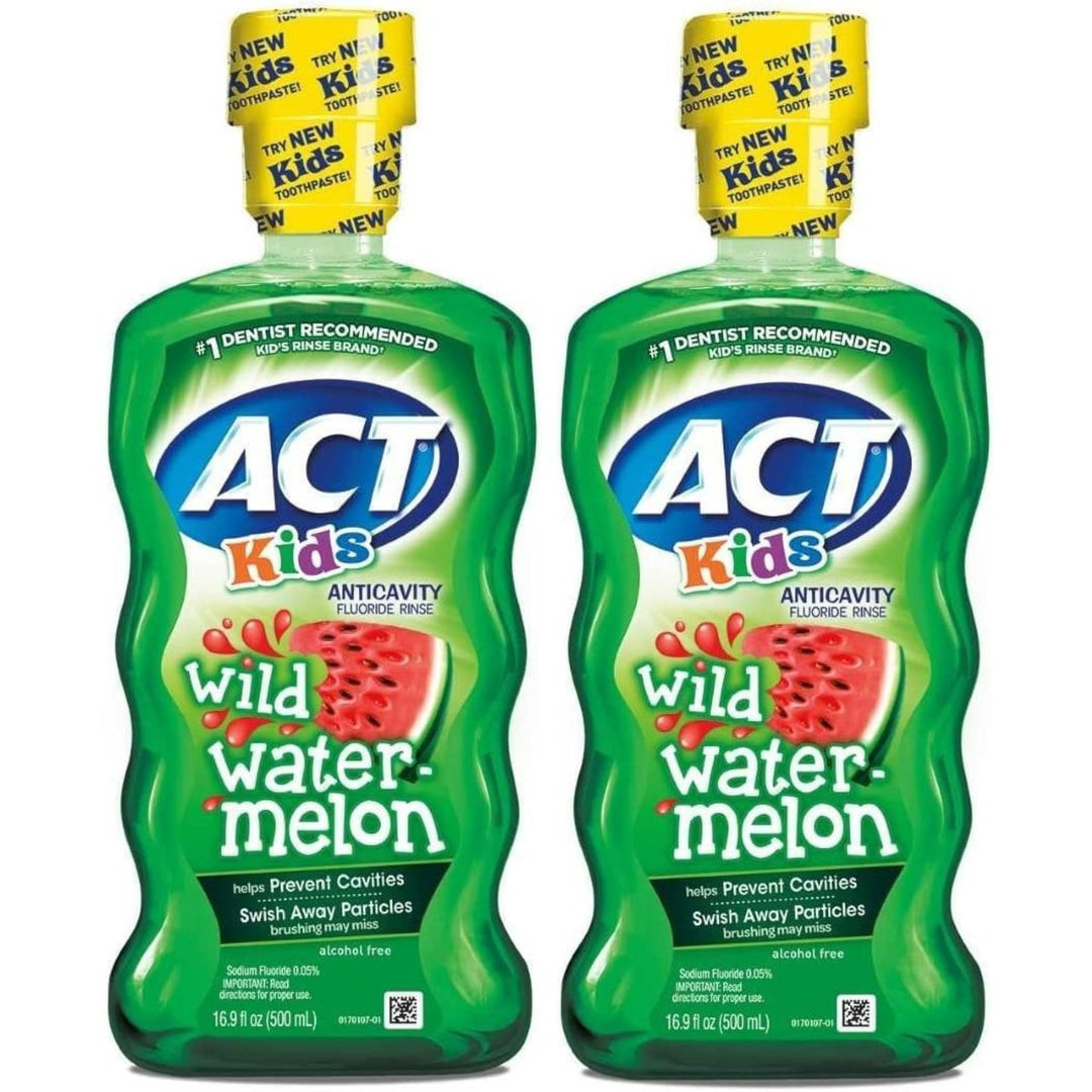 ACT Kids Anticavity Fluoride Rinse, Wild Watermelon, 16.9 Ounce (Pack of 2)