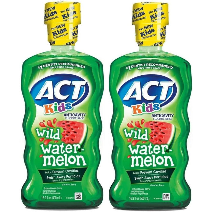 ACT Kids Anticavity Fluoride Rinse, Wild Watermelon, 16.9 Ounce (Pack of 2)