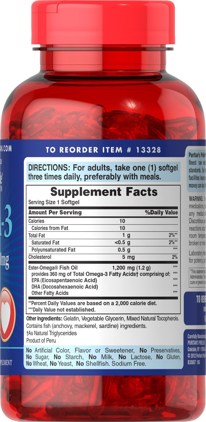 Puritan&#39;s Pride Omega-3 Fish Oil 1200mg, 200 so