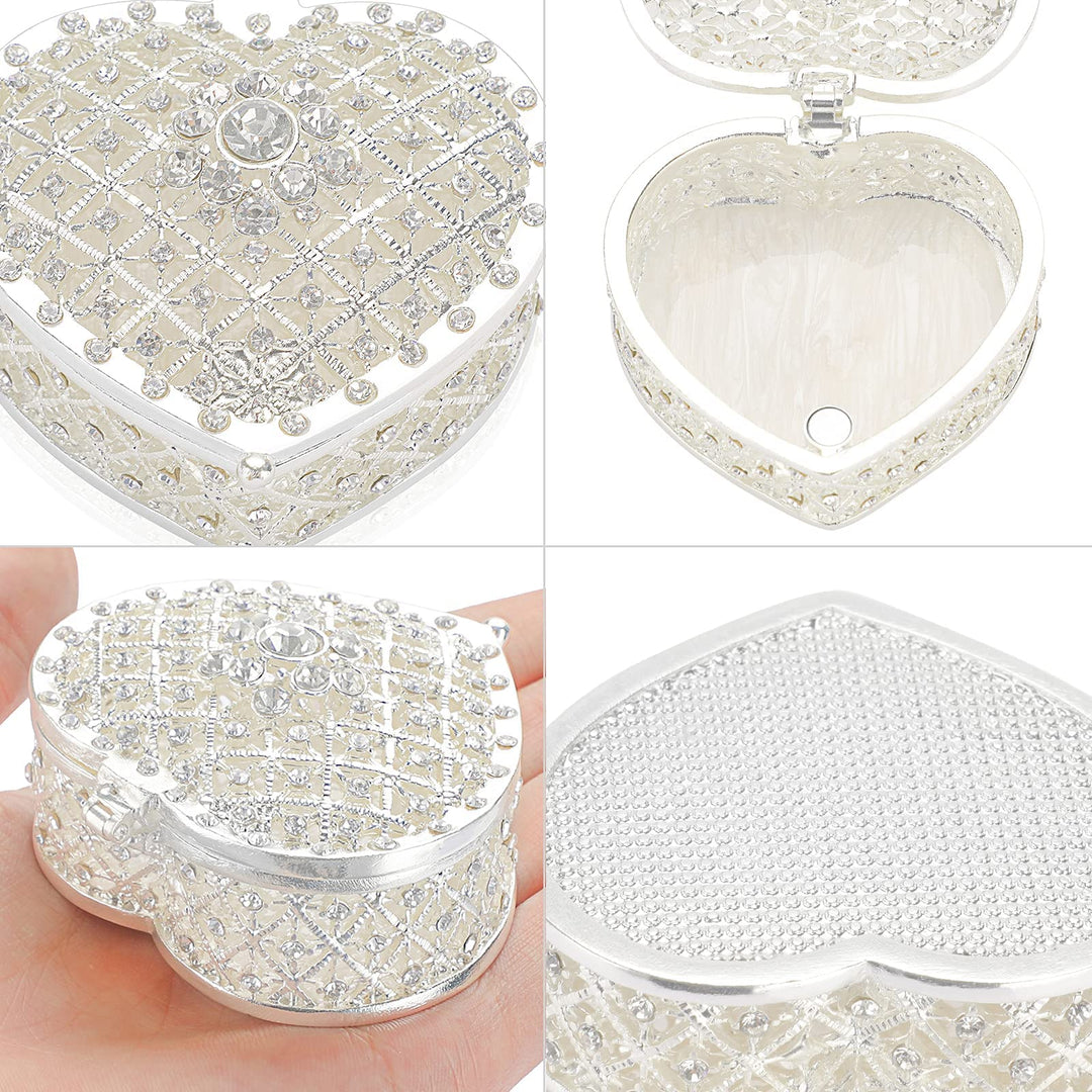 Heart Shape Jewelry Box Wedding Box Keepsake Box Ring Earring Small Trinket Storage Organizer Box for Girls Women Wedding Brithday Gift