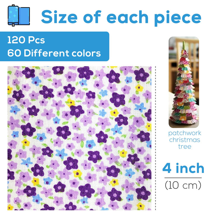 120 Pcs 4&#39;&#39; x 4&#39;&#39; Cotton Craft Fabric Bundle Squares,DIY Sewing Quarters Bundle,Precut Cotton Fabric Bundles for Precut Fabric,Quilting Fabric Bundles,DIY Sewing Quilting Scrapbooking