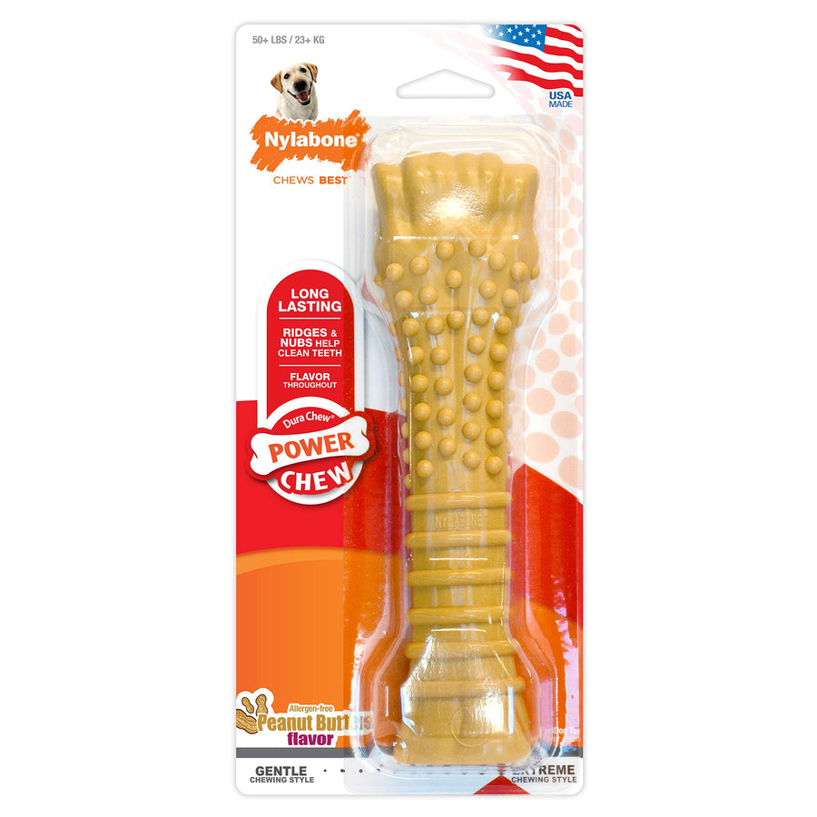 Textured Knuckle Bone Power Chew Toy for Dogs, Durable & Tough Dog Toys for Aggressive Chewers, Peanut Butter Flavor, X-Large - Over 50 Ibs, 1 Count