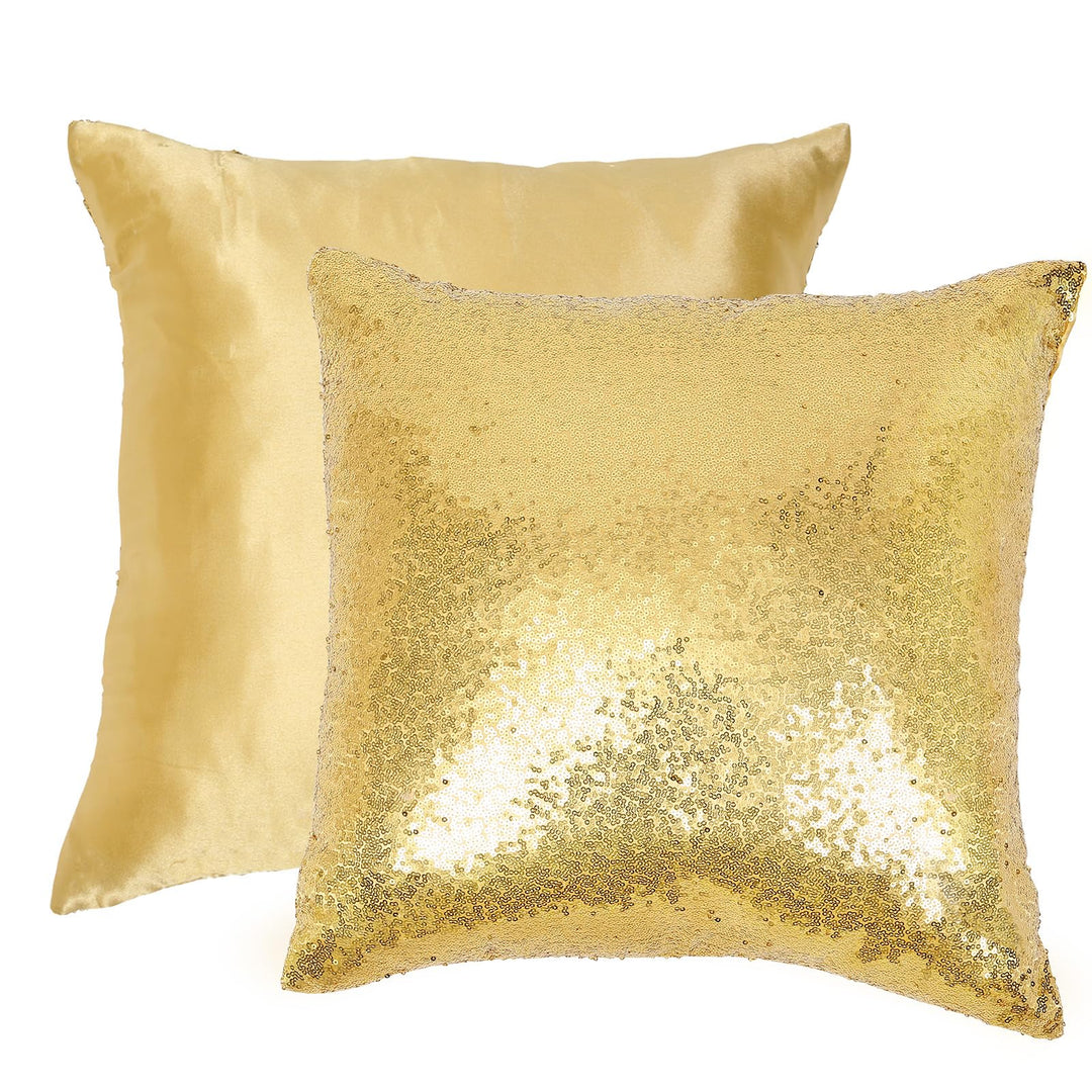Set of 2 Sequin Decorative Pillow Cover Gold Throw Pillow Covers for Couch Throw Pillows 20 X 20 Inches