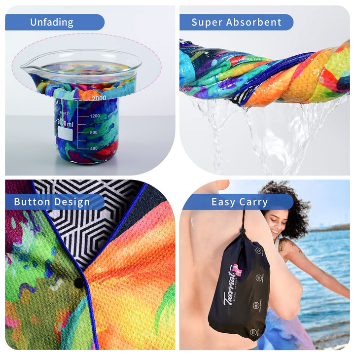 Microfiber Beach Towel Super Absorbent Quick Dry Sand Free Pool Towels Sandproof for Men Women Travel Bath Swimming Outdoors Camping 31.5x63 Night Singing