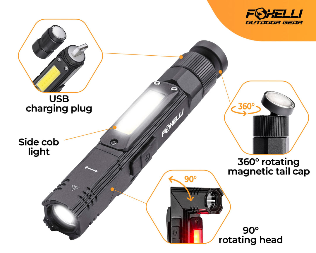 USB Rechargeable Flashlight, Super Bright Tactical LED Flashlight Rechargeable, Magnetic Mini Flashlight, Pocket Camping Flashlight, Small Flashlights for Emergencies