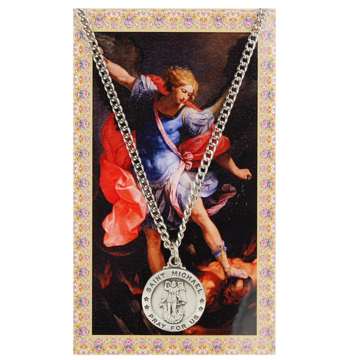 Round St. Michael the Archangel Medal with Prayer Card