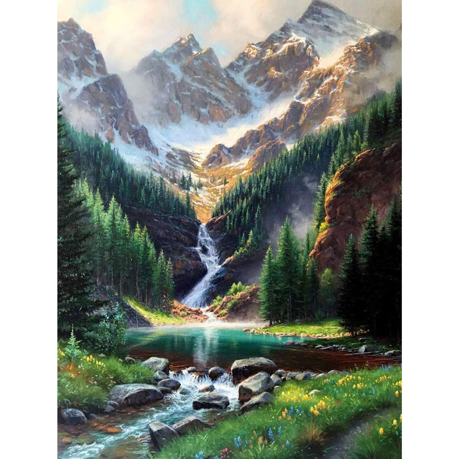 Diamond Painting Kits,Waterfall Diamond Art for Adults,Mountain 5d Diamond Painting Kits for Adults,Scenery Diamond Art Kits with Diamond Painting Accessories for Home Wall Decor 12 x 16inch