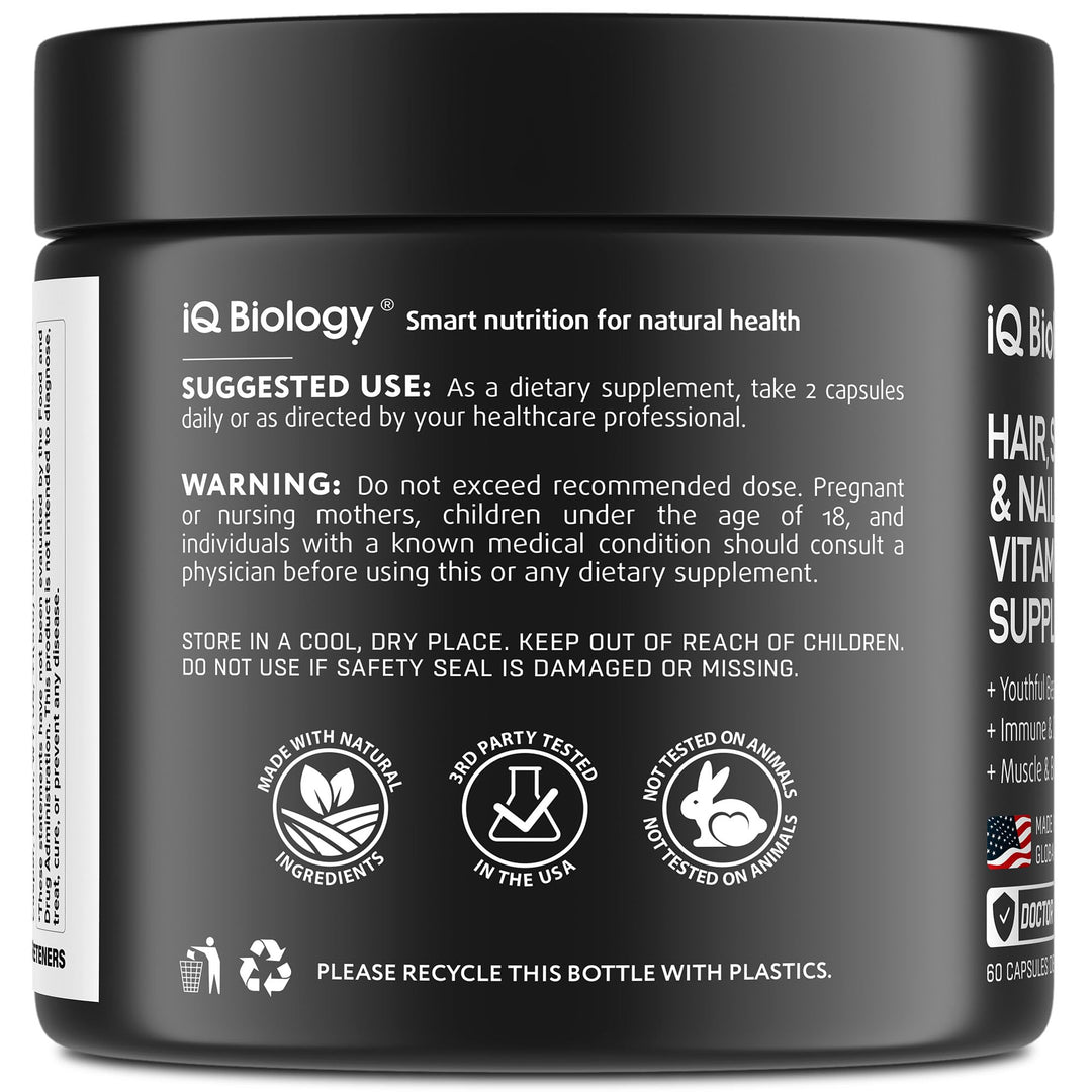 Biotin 10,000 mcg Supplement for Hair Growth with Collagen &amp; Keratin for Hair Loss &amp; Thinning Hair - Hair Skin and Nails Vitamins for Women &amp; Men - Healthy Regrowth, Skin Glow &amp; Nail Repair - 60 Pills