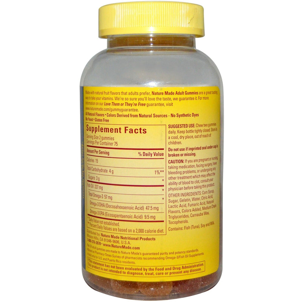 Fish Oil Gummies, 150 Softgels Value Size, with Heart-Healthy Omega 3s 57 mg, in Delicious Strawberry, Lemon, & Orange